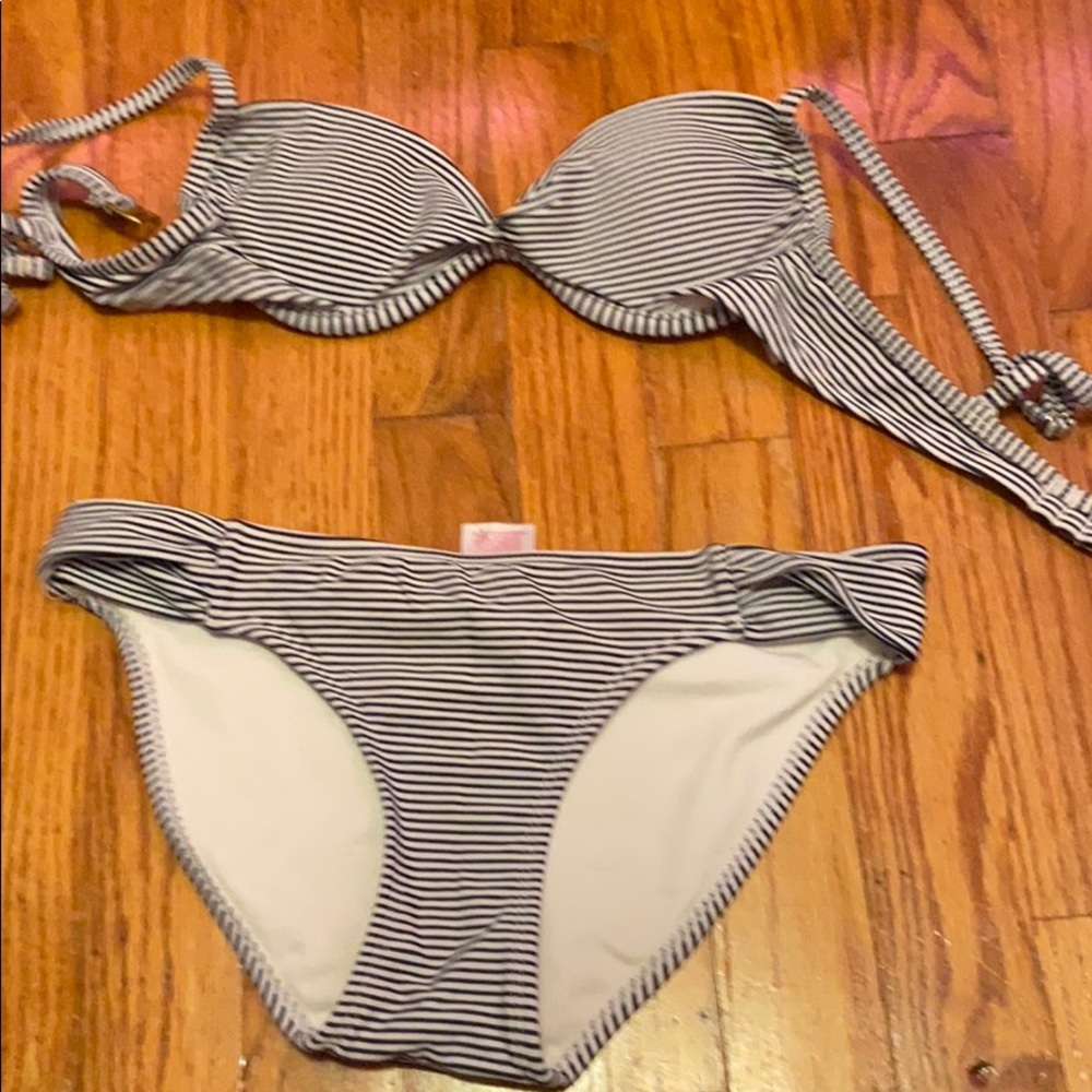 cute two-piece bikini with stripes